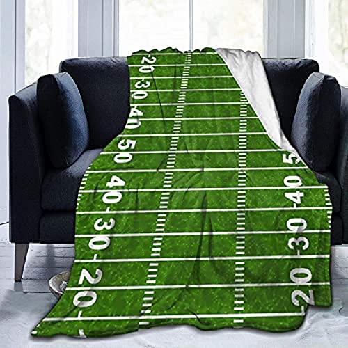 Wohn-&Kuscheldecken Grünes American-Football-Feld Dicke Decke Kuscheldecke Super Weich Cashmere Touch Decke Flauschig Decke Weich Warm Winter Sofadecke 200X150Cm