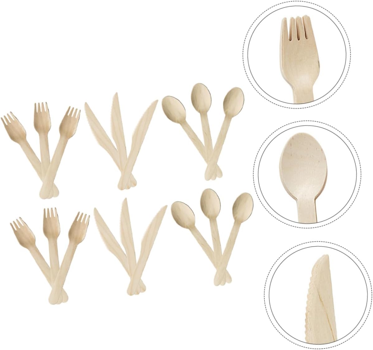 18-piece Disposable Wood Tableware Set Forks Spoons Knives for Parties Banquets and Gatherings