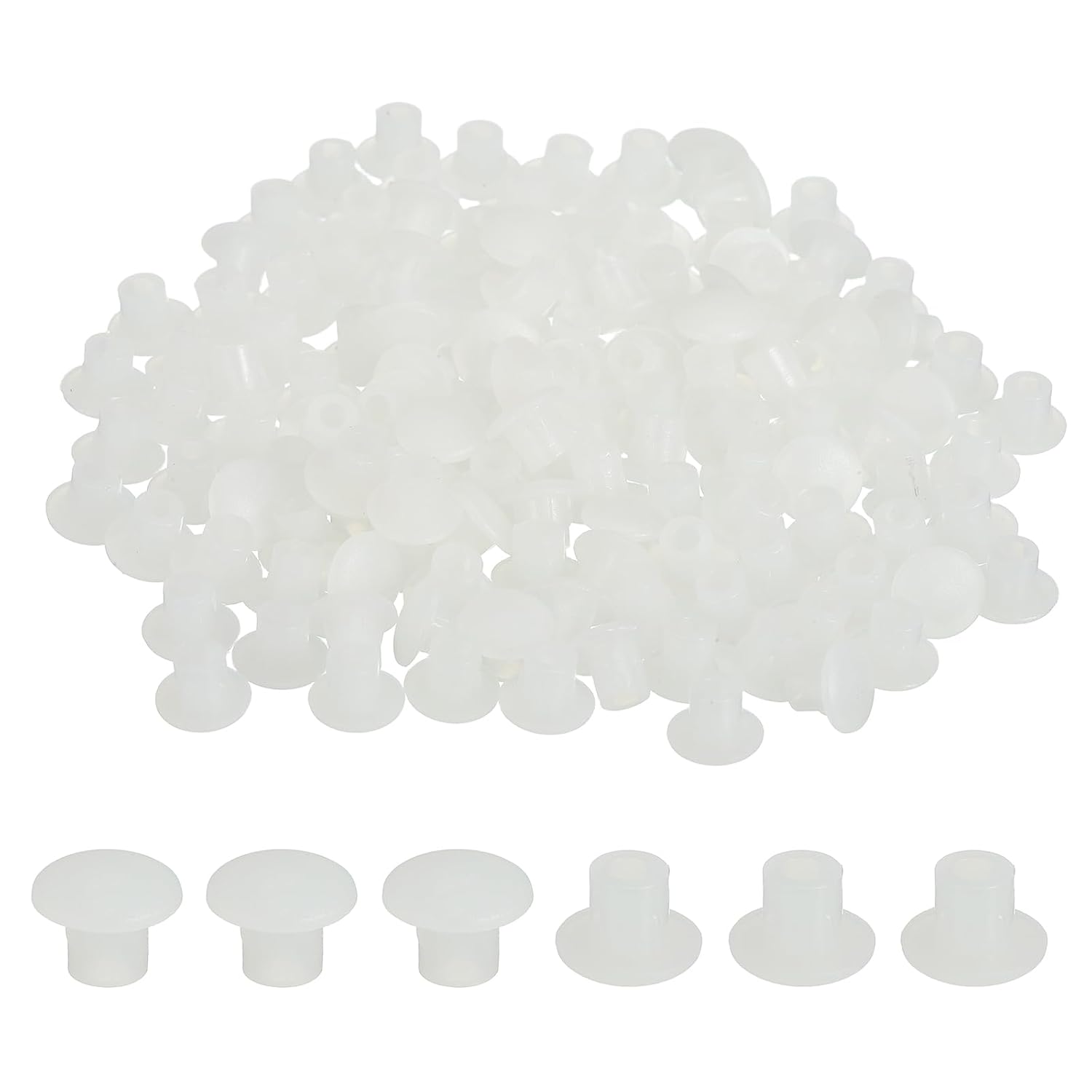 MECCANIXITY 250Pcs Plastic Hole Plugs, 5/16" x 1/4"(DxH) Hole Cover Tubing End Cap for Round Holes(5mm), Cabinet Furniture Cupboard Shelves, Clear