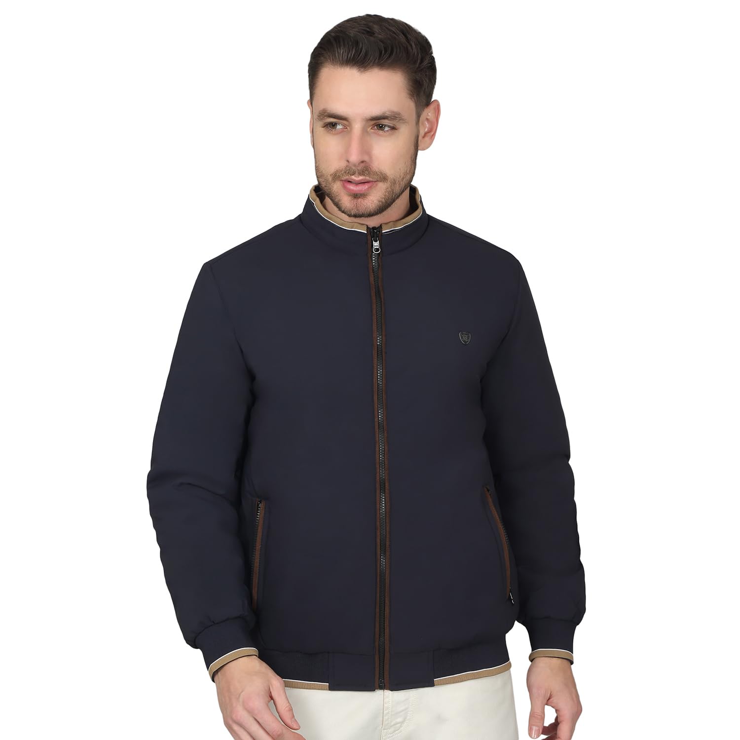 cantabil Solid Navy Blue Full Sleeves Mock Neck Regular Fit Men's Casual Reversible Jacket | Casual Winter Jackets for Men | Mens Jackets for Winter Wear (P_MJKT00288)-picture-30