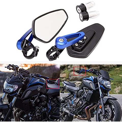 DREAMIZER Universal Motorcycle Handle bar end Rearview Side Mirrors Blue for Scooter Cruiser Sport Bike Chopper Cover