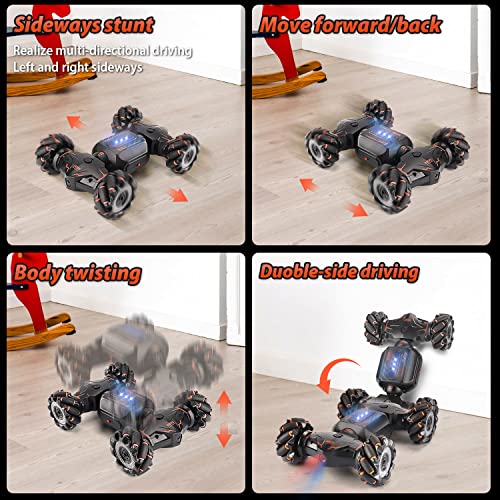 Fuuy Rc Drift Car Smart Hand Controll Rc Car Double-Sided Driving Rc Drift Trunk Twist Remote Control Car For Boys 4-7, Orange #TOP2
