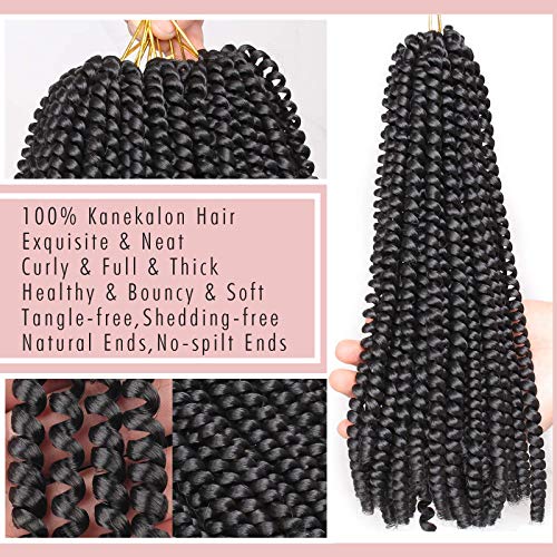 Xtrend 12 Inch 7 Packs Spring Twist Crochet Braids Hair For Butterfly Faux Locks Short Crochet Hair Synthetic Braiding Hair Extensions For Woman (1B#) #TOP4