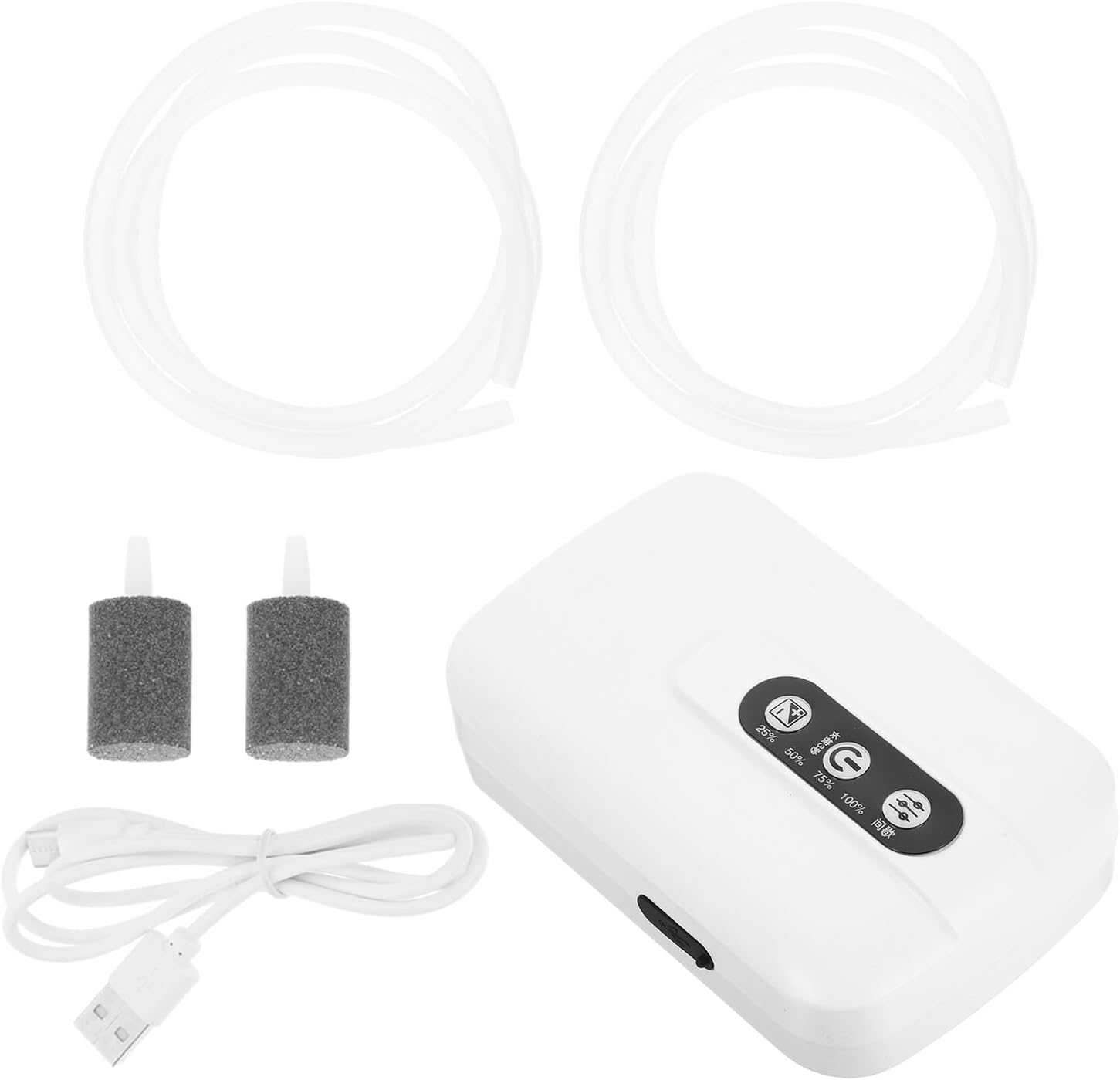 Rechargeable USB Oxygen Pump for Fish Tank with Adjustable Dual Outlets, Mini Aquarium Air Pump for Home Aquarium Supplies