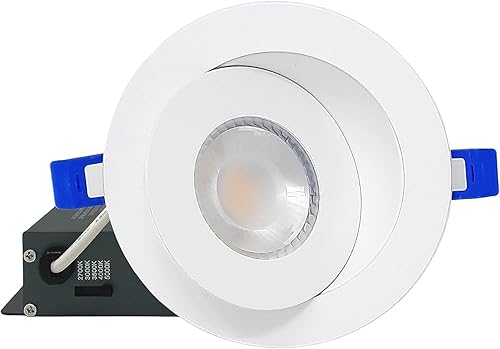 RS - Luz LED empotrable de 4 pulgadas, 5CCT, cardán ocular, 9 W, hasta 860 lm, regulable, clasificación IC, 2700K-3000K-3500K-4000K-5000K
