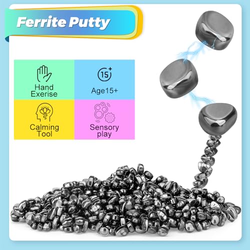 Image of Dilabnba 550PCS Ferrite Putty Fidget Toys for Adults with 2 Magnet Stones, Ferrite Putty Beads, Magnetic Desk Toys for Office Focus, Creative Sensory Play & DIY Gifts (Black)