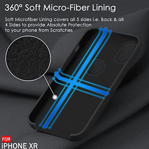 Image of TheGiftKart Liquid Silicone Back Cover Case for iPhone XR | Soft Micro-Fibre Lining Inside | Camera & Screen Protection | Shockproof Back Cover Case for iPhone XR (Silicone, Black)