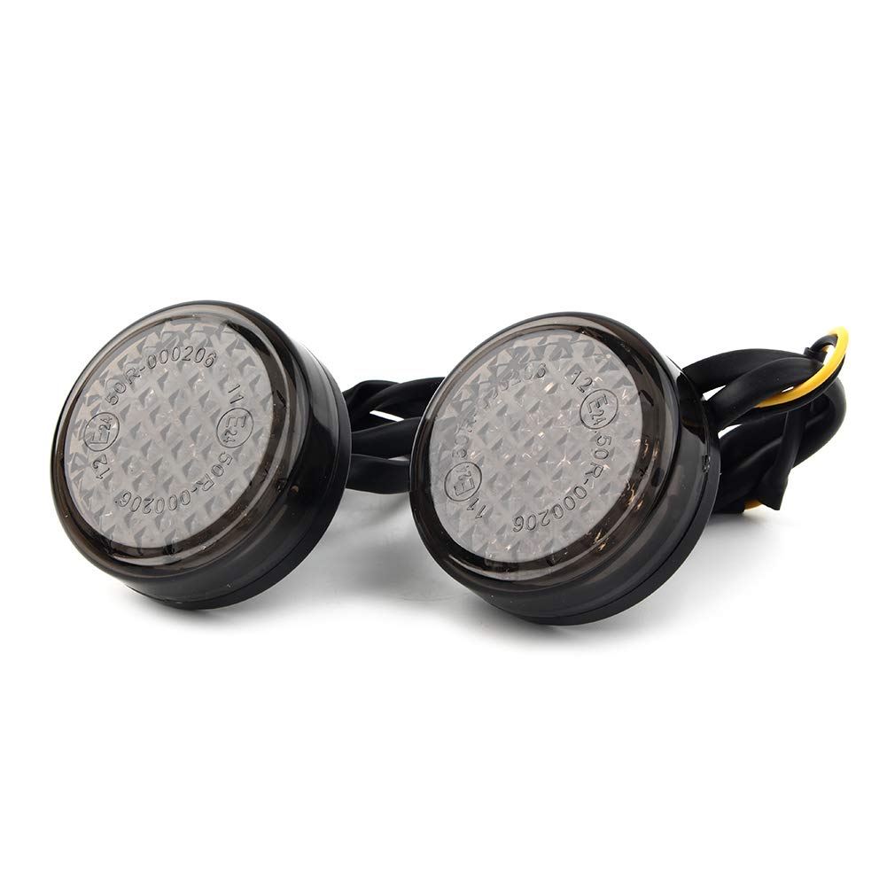 Cnfang4 Motorcycle LED Rear Turn Signals Lens LED Indicator, Light Integrated Brake Running Light for HONDA, for Suzuki, for Harley Davidson with 10mm bolt Hole, smoke