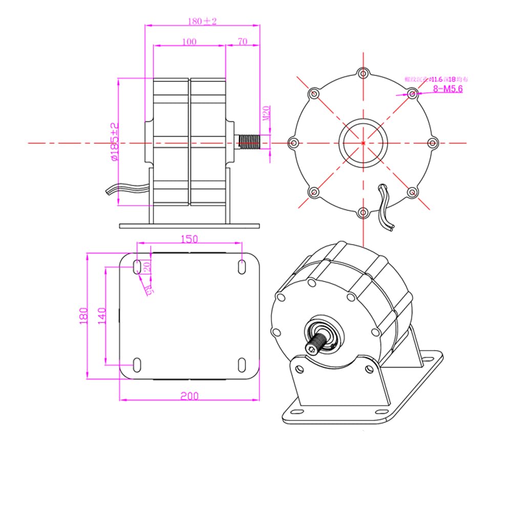 Generatore di magneti permanenti, 800 W, 12 V, 24 V, 48 V, dinamo a 3 fasi, per turbina eolica fai da te e progetti di energia libera (without-12 V)