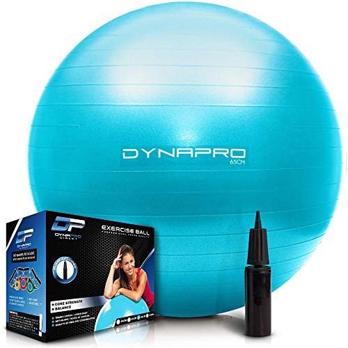 DYNAPRO Exercise Ball â€“ Extra Thick Eco-Friendly & Anti-Burst Material Supports Over 2200lbs â€“ Stability Ball for Home, Gym, Chair, Birthing Ball (Mint, 65 Centimeters)