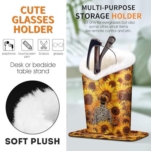 Image of Pack of 2 Plush Lined Eyeglasses Holder Stand Protective Glasses Case For Desks Or Nightstands