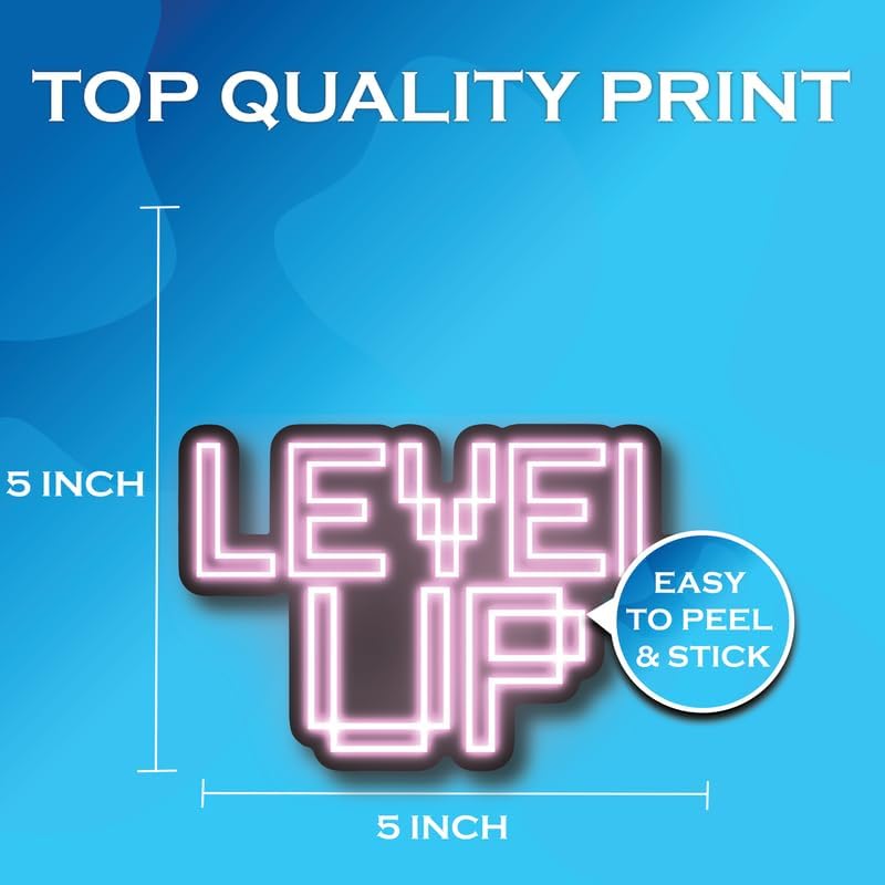 Miniatura 2 de Level Up - Calcomanías de neón para videojuegos de videojuegos, paquete de 2 calcomanías de vinilo de alta calidad, 5 pulgadas en el lado más ancho,