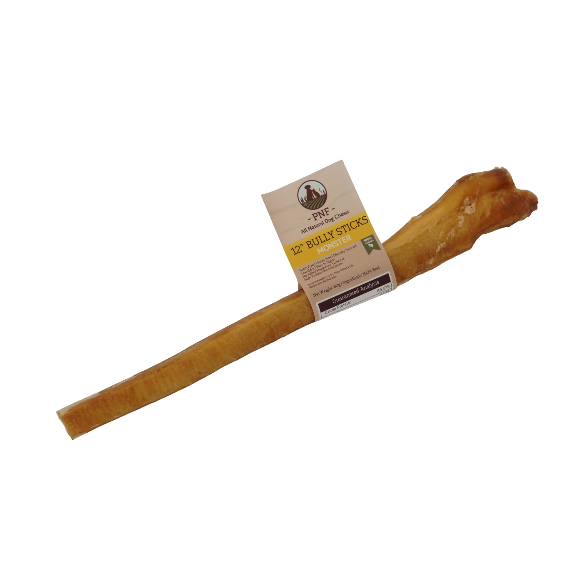 Pet Natural Farm 12" Bully Stick (Monster) - 1 piece - Long-Lasting Dog Chew - Made from Antibiotic-free, hormones-free Beef - Ideal for Large Adult Breeds