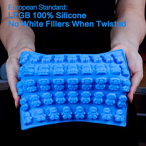 Silicone Candy Gummy Bear Molds - Chocolate Molds Including Bears, Frogs, Lions, Monkeys, Penguins Gummie Molds Premium Silicone Bpa Free, Pinch Test Approved Pack Of 4 With 2 Droppers #TOP3