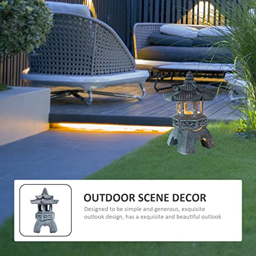 Doitool Garden Statues Solar Pagoda Lantern Garden Statue Buddha Pagoda Sculpture Indoor Outdoor Zen Garden Asian Decor For Landscape Balcony Patio Porch Art Ornament Pagoda Garden Statue #TOP4