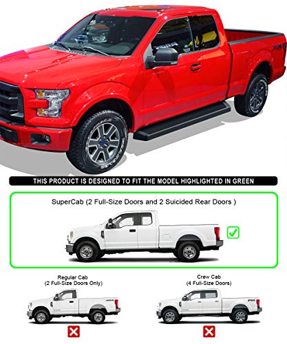Estribos negros APS de 6in para Ford F150 y F250 miniatura 2