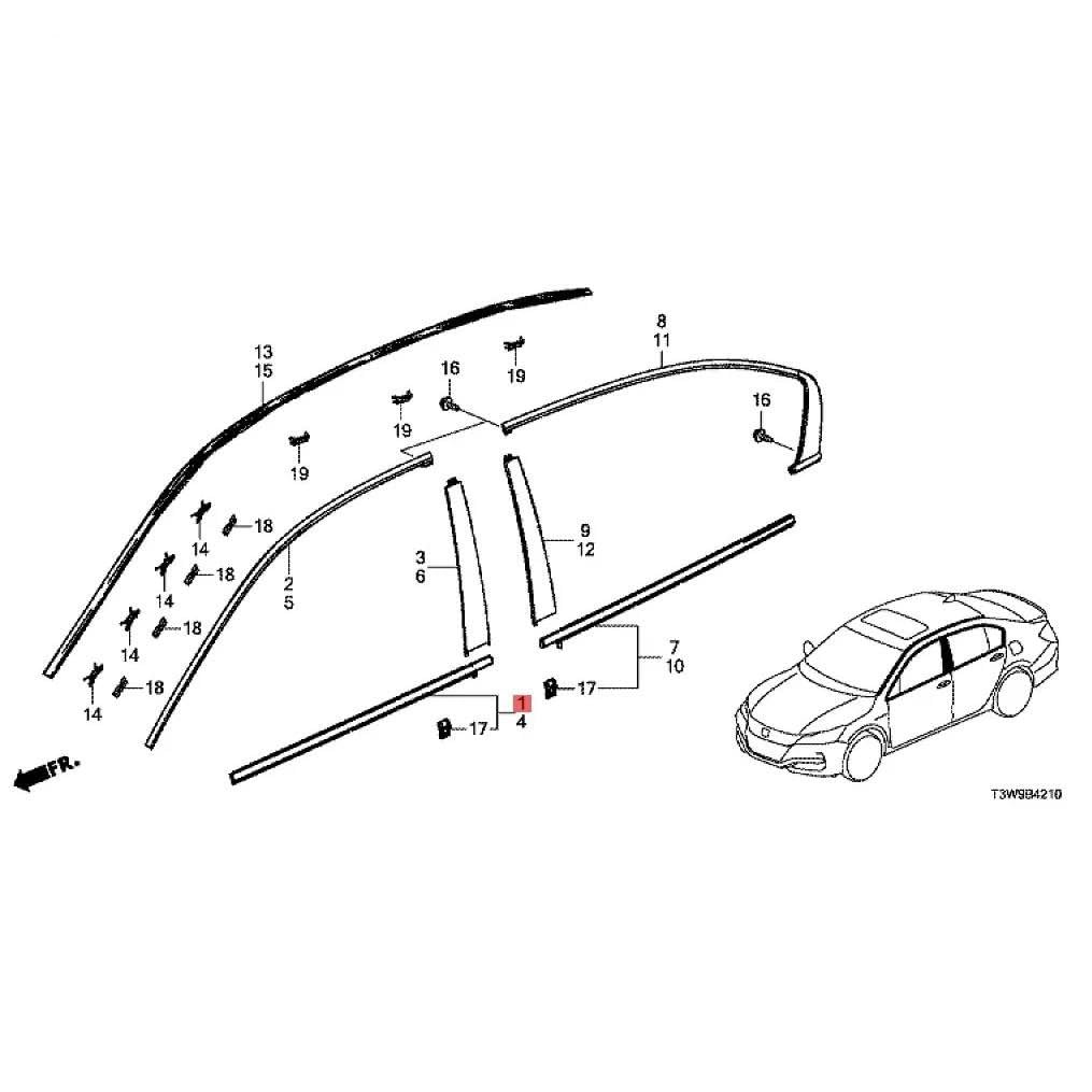 Listwa uszczelniająca do okien Honda Accord (2013-2018), uszczelka drzwi zewnętrznych, taśma uszczelniająca do okien 72450-T2A-A01 72410-T2A-A01, uszczelki drzwi do okien samochodowych