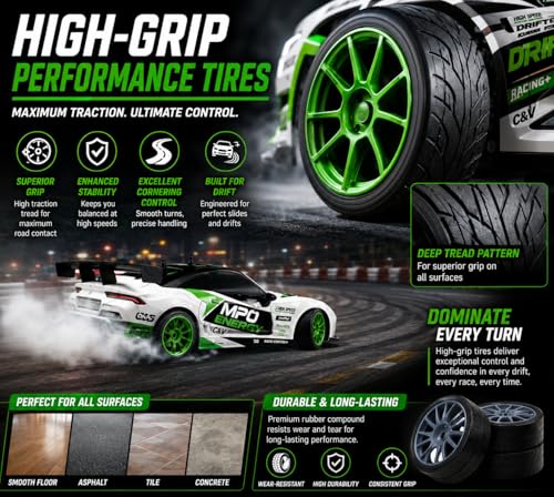 Image of Remote Control Sports Car & Off-Road SUV Toy for Kids, High Speed RC Racing with Wireless Remote, Realistic Lights & Premium Design Gift for Boys Girls (MPO Drift CAR)