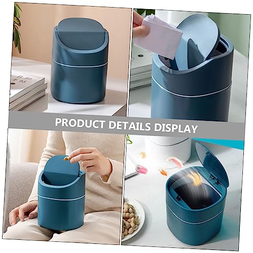 Mini caneca de basura rectangular para escritorio azul miniatura 4