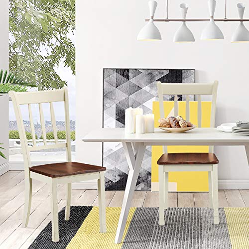 Giantex Solid Wood Dining Chairs Set Of 4, Farmhouse Armless Kitchen Chair With Rake Back, Wooden Whitesburg Dining Room Chairs #TOP1