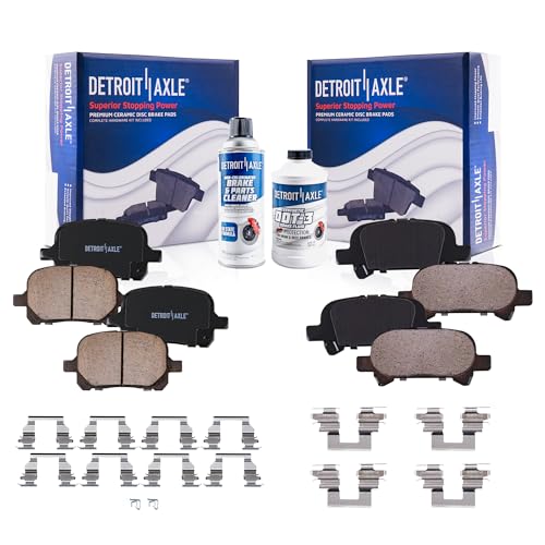 Image of Detroit Axle - Brake Pads for 2000-2001 Toyota Camry, 2000-2004 Avalon, 1999-2003 Solara, Front and Rear Ceramic Brake Pads w /Hardware Replacement