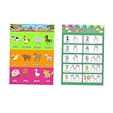 BCOATH 4個早教挂图 子供向け教育ポスター プリスクール用学習壁掛け 防