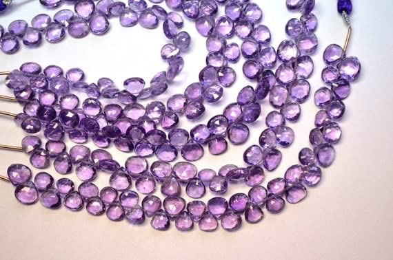 Perles améthyste naturelle briolette cœur 7-9mm pour création de bijoux