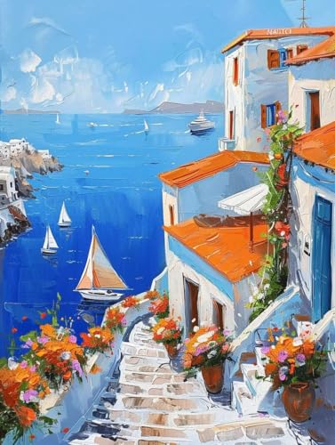 Toile paint by numbers kits acrylique bord de la mer de 100x130cm
