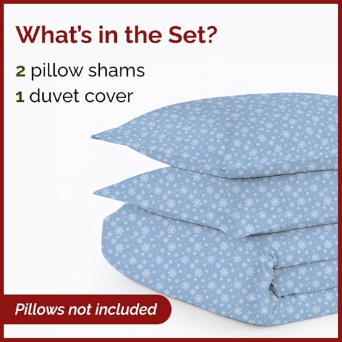 Image of CGK Unlimited Christmas Duvet Cover Twin Size - 68 x 90, Blue Snowflakes