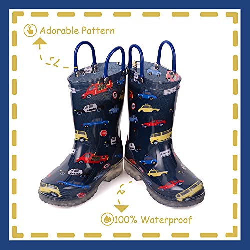 Image of Outee Toddler Kids Adorable Lightwight Waterproof Rain Boots Light Up by Steps