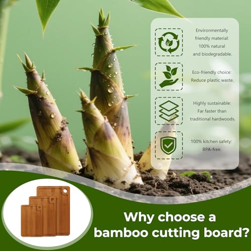 Set de 3 tablas de cortar de bambú con mango y ranura miniatura 5