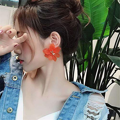 Fashion Bohemian Acrylic Large Matte Flower Dangle Earrings with Gold Flower Bud for Women, Mom, Lover and Friends4