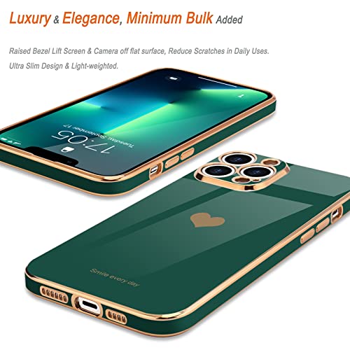 Teageo for iPhone 13 Pro Max Case Cute Heart Pattern for Women Girls Slim Luxury Bling Plating Soft TPU Anti-Scratch Shockproof Bumper Phone Case for iPhone 13 Pro Max - Image 4