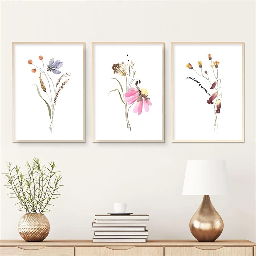 WUHBCZ Wall Posters-Boho Abstract Floral Botanical Posters Wall Art Canvas Painting Pictures Modern Artwork for Living Kitchen Office Room Home Decoration-40 * 60cm/3PCS (No Frame)