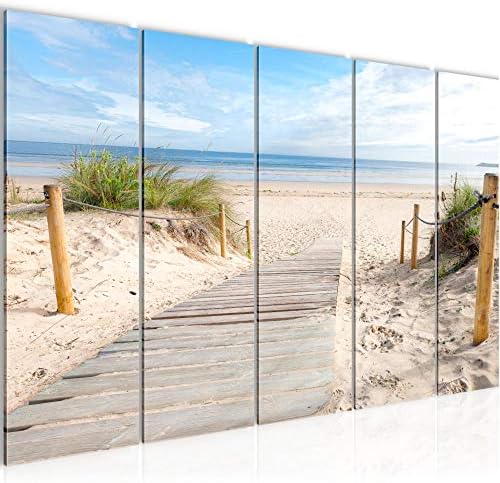 Runa Art Wall Pictures beach Sea Modern Non-Woven Canvas Living Room Hall Nature Beige blue 607312a