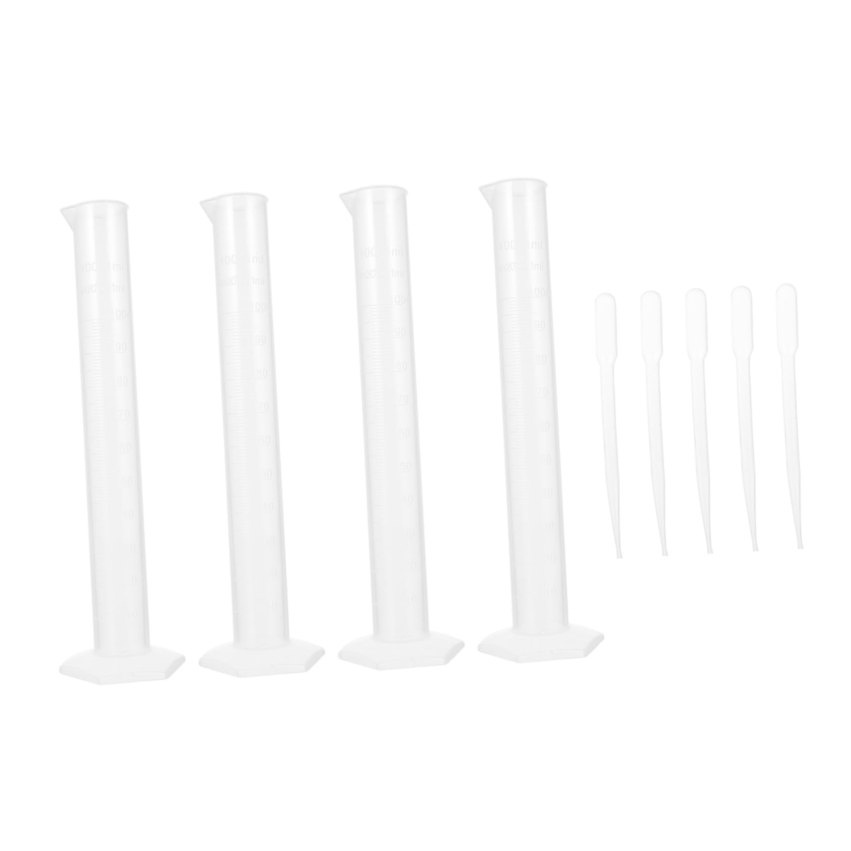 Cilindros graduados de plástico de 100 ml y goteros de 3 ml para medición química juego de 9 piezas 8
