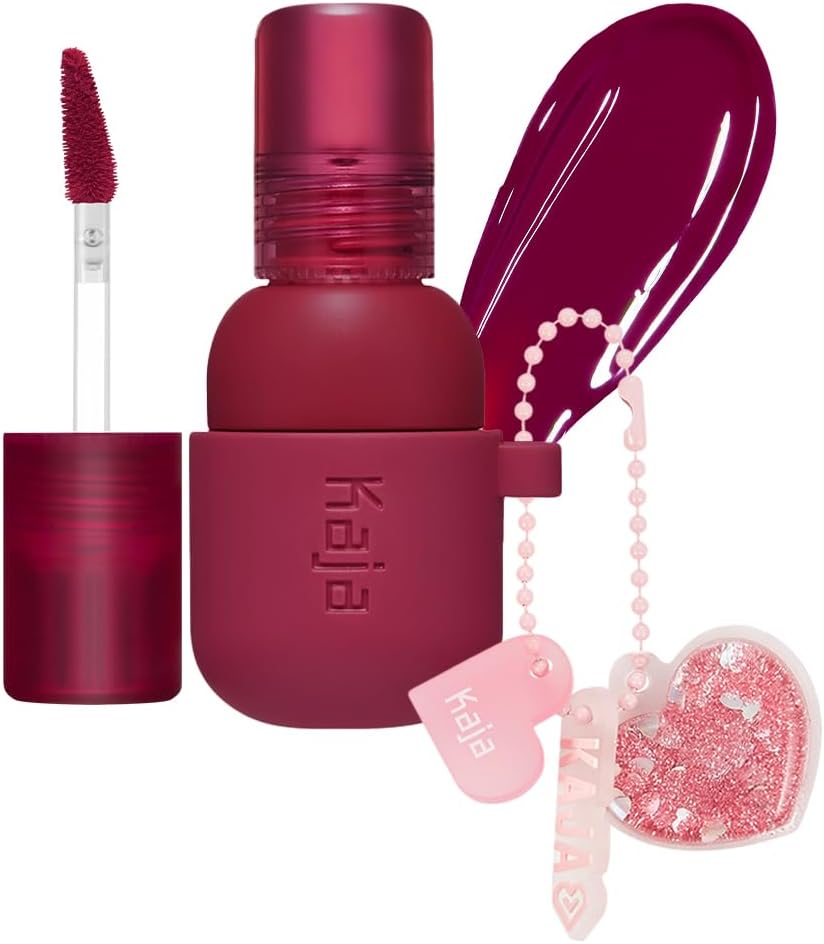 Lip & Blush Glazed Keychain Stain - Jelly Charm 01 Cherry Spritz | with Triple Berry Complex, Lemon Fruit Extract &Olive Squalane, Hydrating, Long Lasting Tint