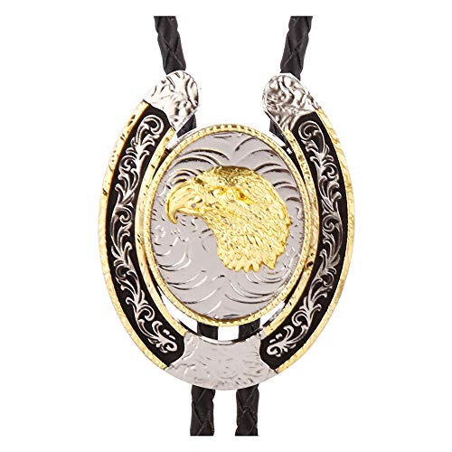 Image of HUABOLA CALYN Bolo Tie for Men- Western Cowboy Native American Golden Horse Bolo Tie
