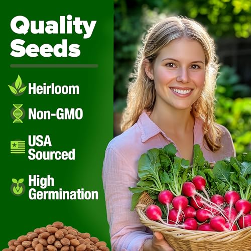 Image of HOME GROWN Cherry Belle Radish Seeds 800+ Heirloom Non-GMO Seeds for Planting, High Germination, Fast Growing Red Radish, Harvest in 30 Days, Crisp & Mild Root Vegetable,Spring Fall (Raphanus sativus)