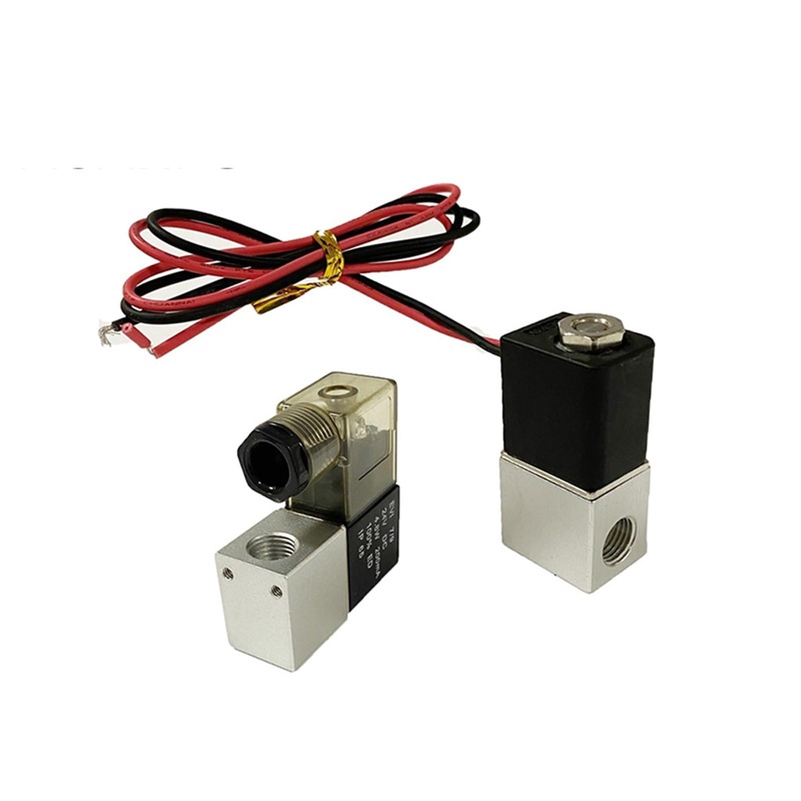 2-drożny pneumatyczny aluminiowy elektryczny zawór elektromagnetyczny 1/8 1/4 cala normalnie zamknięty szybka reakcja 1 szt. (1/10.2 cm, 24VDC_przewód prowadzący)