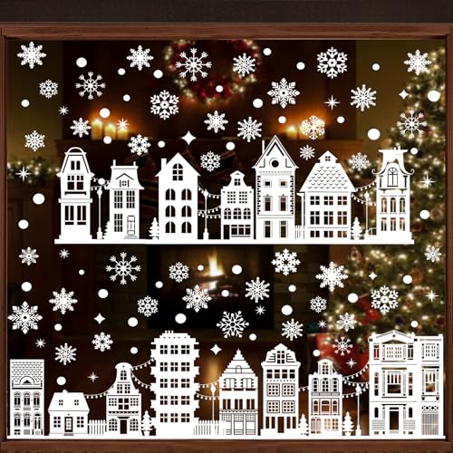 9 Blätter 137 Pcs Fensterbilder Weihnachten Selbstklebend, Weiß...
