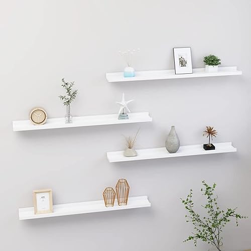 Miniatura 2 de Furniking - Estantes de pared, 4 piezas, color blanco, 31.5 x 3.5 x 1.2 pulgadas