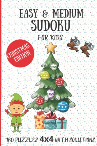 Easy & Medium Sudoku for Kids - 160 Puzzles 4x4 With Solution - Christmas Edition- Brain Games Workbook - Challenge Problem Solving Memory Focus ... and Brain Games for Kids - Christmas Edition) image 2
