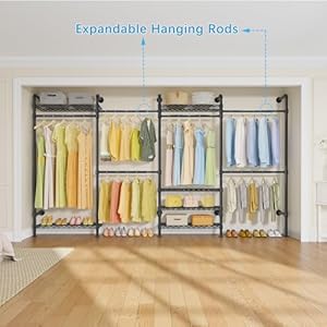 Timate F4 Wall Mounted Clothes Rack Industrial Pipe Clothing Rack for Hanging Clothes, Expandable Garment Rack Heavy Duty Wardrobe Closet Organizer and Storage, Black Adjustable Industrial Closet Kit Timate F4 Wall Mounted Clothes Rack Industrial Pipe Clothing Rack for Hanging Clothes Expandable Garment Rack Heavy Duty Wardrobe Closet Organizer and Storage Black Adjustable Industrial Closet Kit