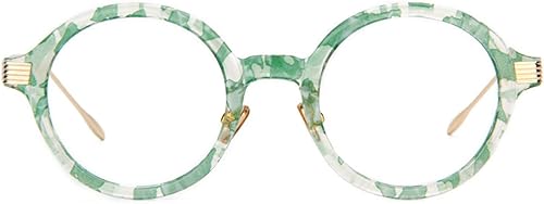 Miniatura 7 de Zeelool Retro TR90 - Anteojos redondos para mujer con lente transparente sin receta Dylan FP0174 Green Floral
