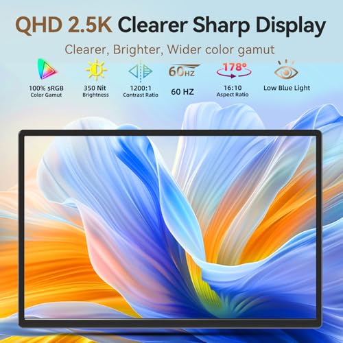Image of 16 inch Laptop Screen Extender - 2.5K QHD Portable Laptop Monitor Extender IPS Screen 100% sRGB External Portable Display with Stand Travel Monitor for PC Windows MAC Switch Phone Xbox PS4 /5