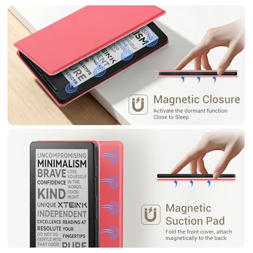 Image of CoBak Magnetic Case for XTEINK X4, Ultra-Lightweight Protective Cover for Xteink X4 E-Reader, Secure Magnetic Attachment(Rose Red)