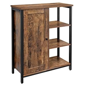 VASAGLE dressoir, zijkast, keukenkast met 4 open rekken, halkast, ladenkast, keuken, woonkamer, eetkamer, kantoor…