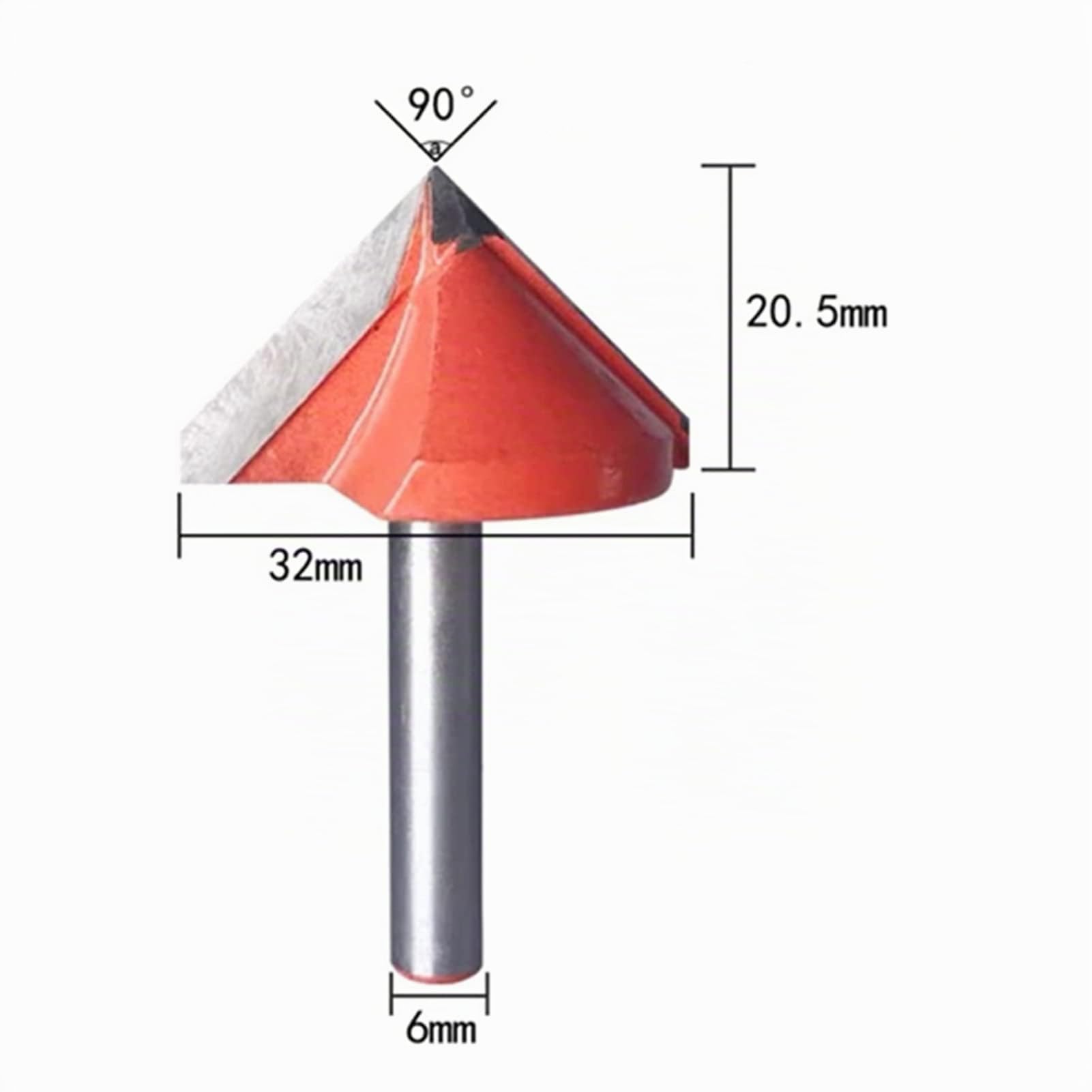 Router Tungsteno Acciaio, CNC Sharp V Groove Bit Fresa 90 Gradi per Cartongesso Legno 6 mm Codolo 32 mm Diametro 3 Dimensionale Sign Making Incisione Bit, Rosso Fresa per Cartongesso 90 Gradi
