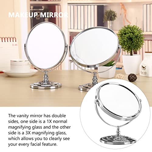 Miroir de maquillage rotatif double face contre les reflets flous - 5